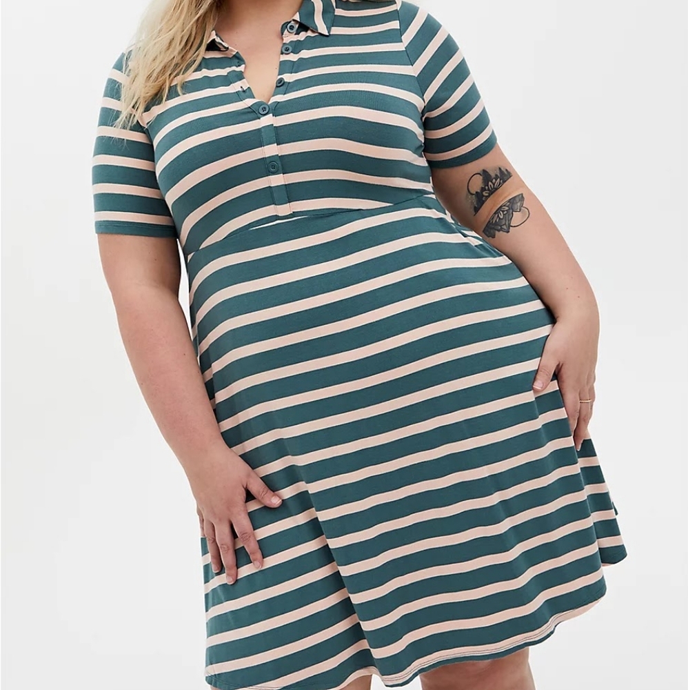 Torrid Stipped Polo Shirt Dress w/ Pockets